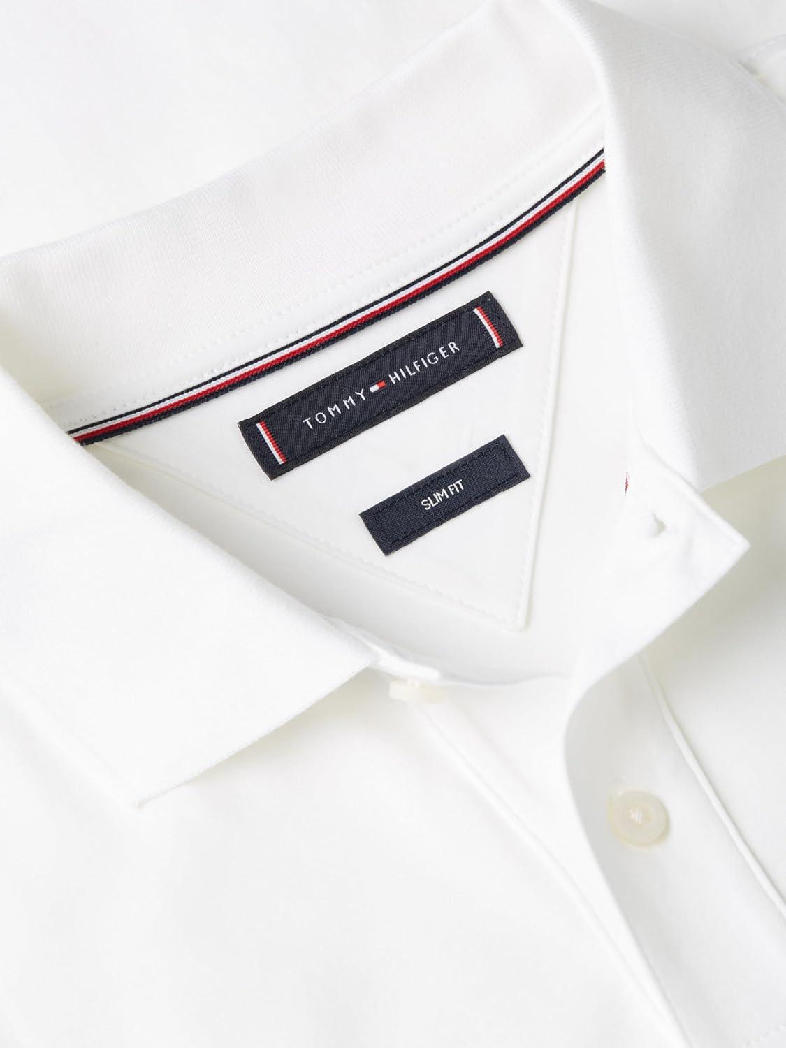 imageTommy Hilfiger Mens Short Sleeve Casual Polo Shirts in Regular Fit with Liquid CottonWhiteRwb