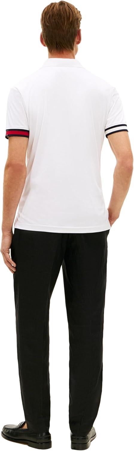 imageTommy Hilfiger Mens Short Sleeve Casual Polo Shirts in Regular Fit with Liquid CottonWhiteRwb