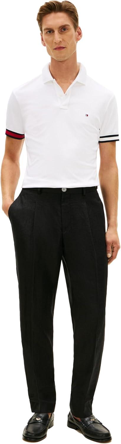 imageTommy Hilfiger Mens Short Sleeve Casual Polo Shirts in Regular Fit with Liquid CottonWhiteRwb