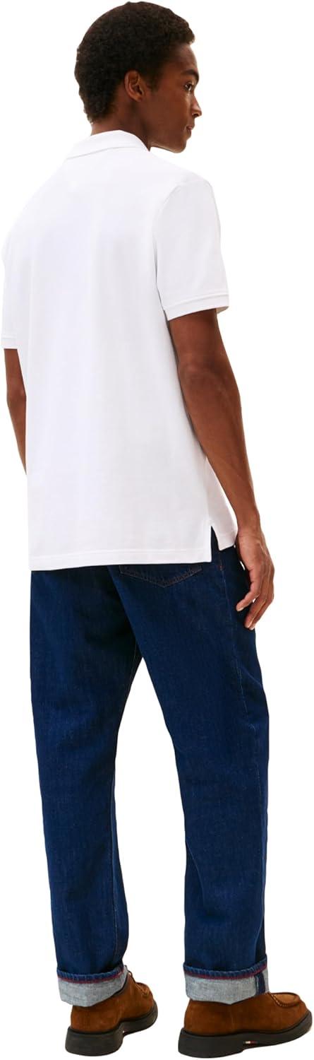 imageTommy Hilfiger Mens Short Sleeve Casual Polo Shirts in Regular Fit with Stretch and Hidden Placket DesignWhite