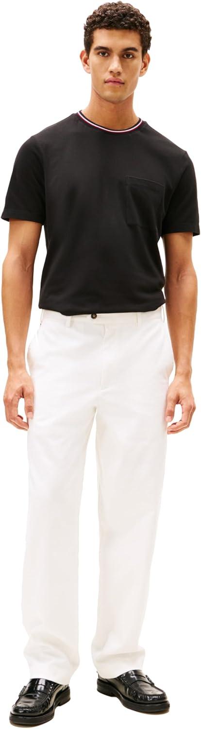 imageTommy Hilfiger Mens Short Sleeve Cotton Graphic TShirts with Pocket and Collar DetailBlack