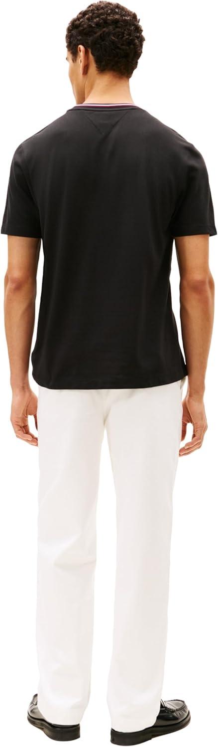 imageTommy Hilfiger Mens Short Sleeve Cotton Graphic TShirts with Pocket and Collar DetailBlack