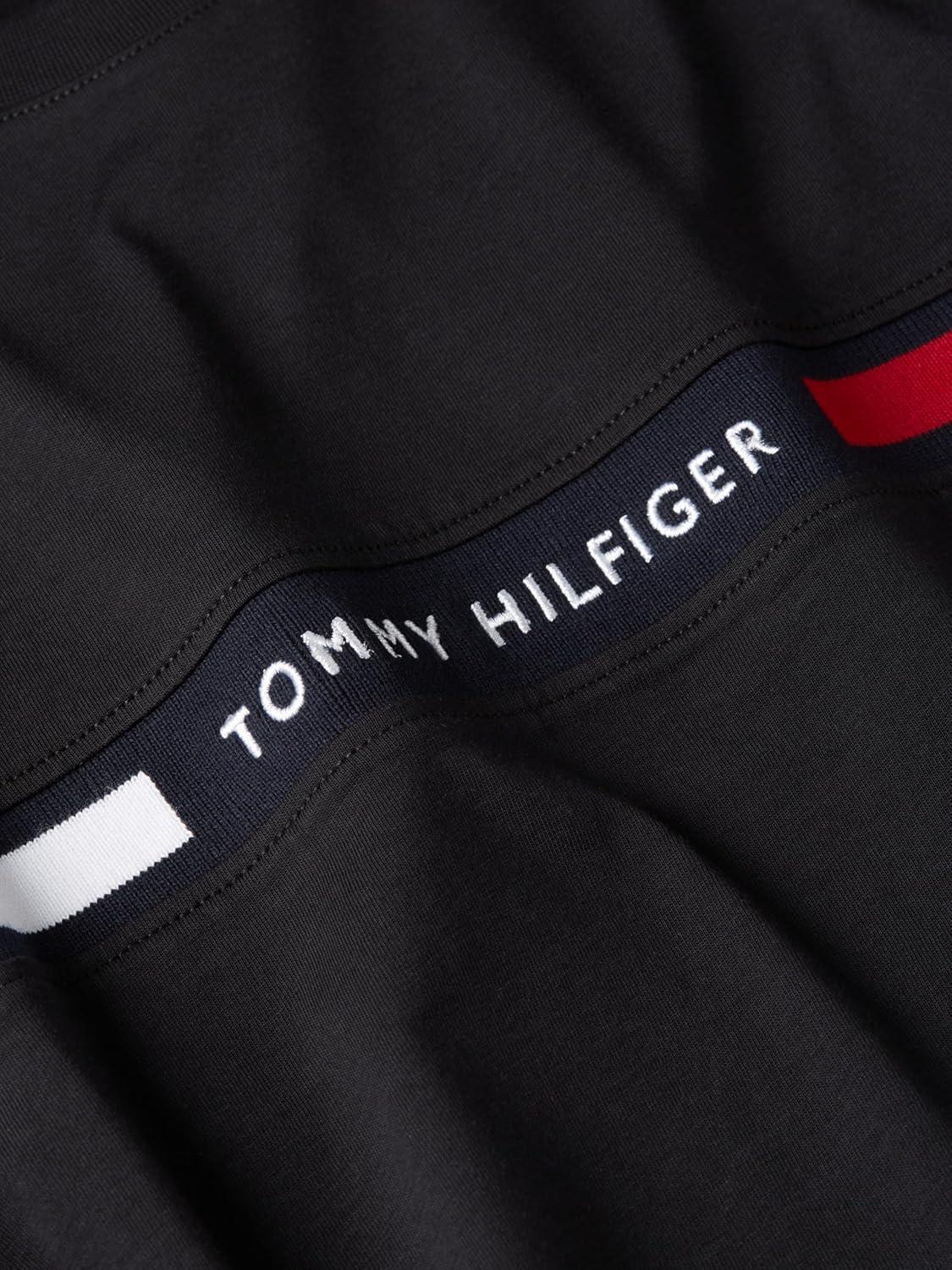 imageTommy Hilfiger Mens Short Sleeve Cotton Graphic TShirts with Signature Stripe Logo Also Available in Big amp TallBlack