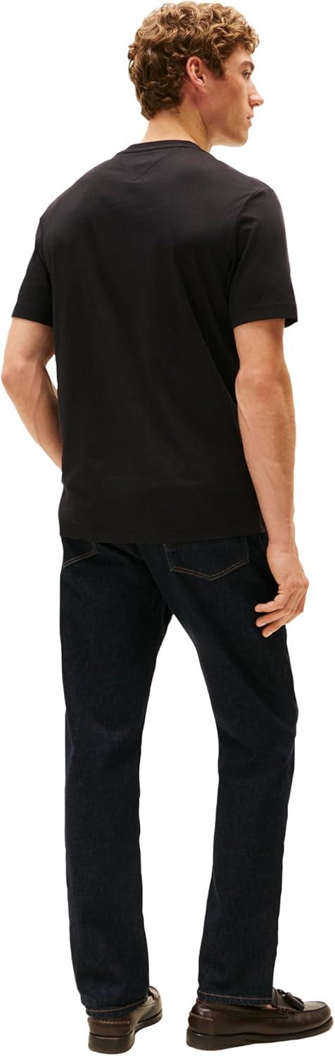 imageTommy Hilfiger Mens Short Sleeve Cotton Graphic TShirts with Signature Stripe Logo Also Available in Big amp TallBlack
