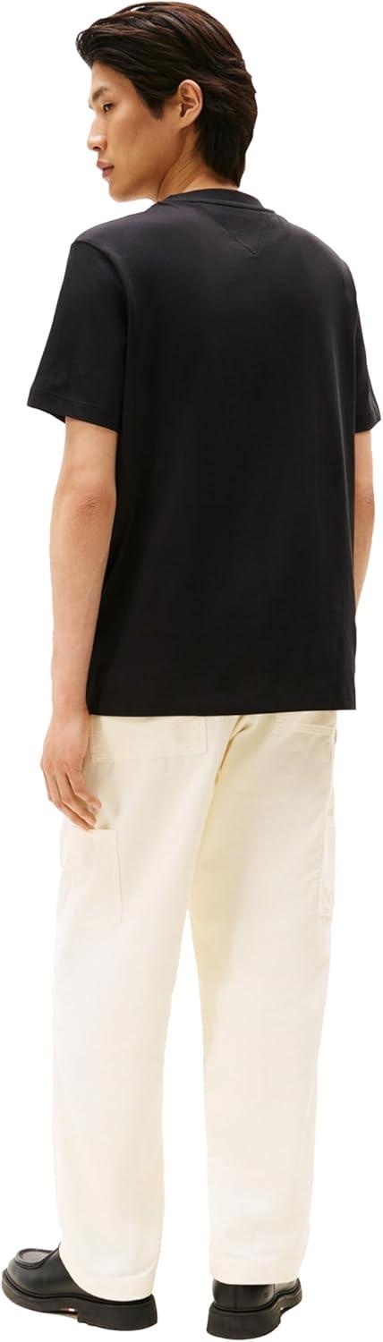 imageTommy Hilfiger Mens Short Sleeve Cotton Graphic TShirts with Stacked Logo DesignsBlack