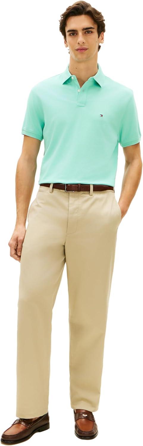 imageTommy Hilfiger Mens Short Sleeve Polo Shirts in Classic Fit with Stretch and Organic Pique CottonArctic Aqua