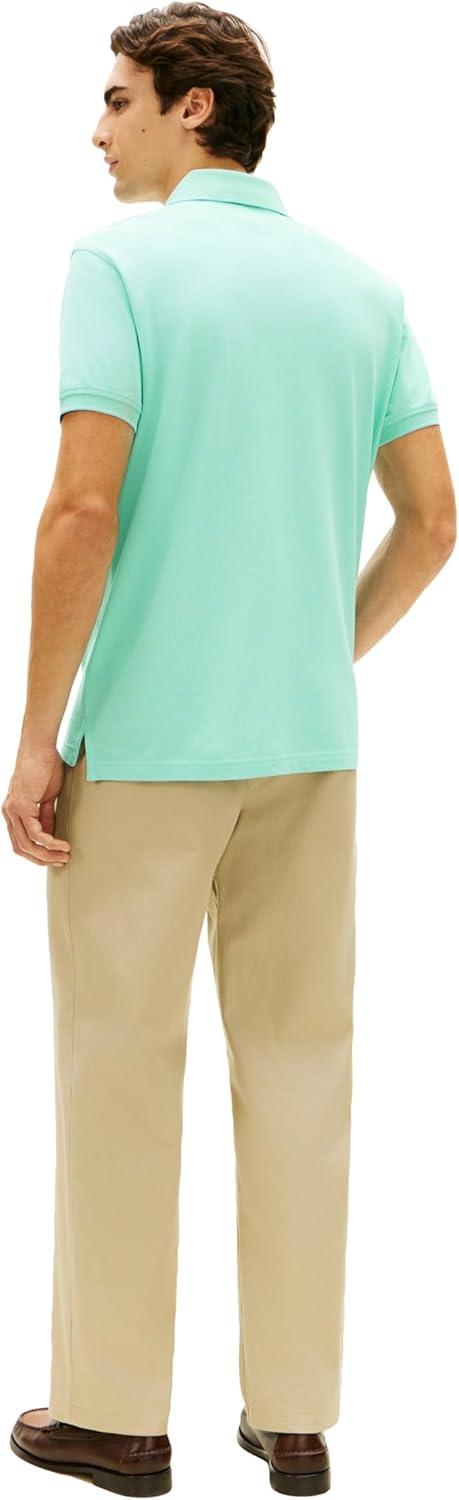 imageTommy Hilfiger Mens Short Sleeve Polo Shirts in Classic Fit with Stretch and Organic Pique CottonArctic Aqua