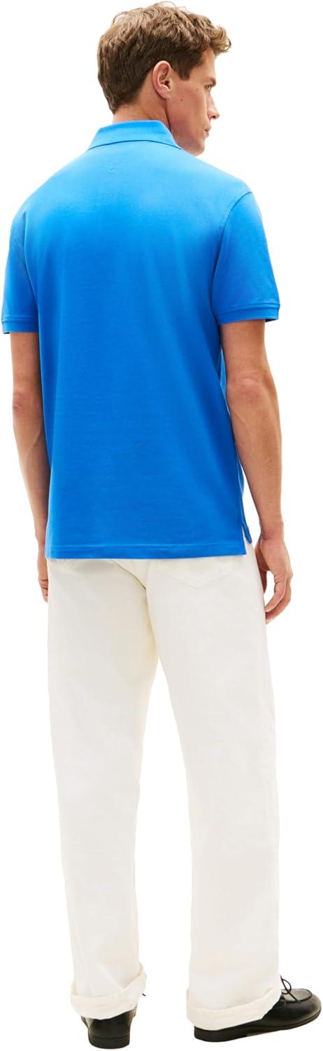imageTommy Hilfiger Mens Short Sleeve Polo Shirts in Classic Fit with Stretch and Organic Pique CottonBlue Orbit