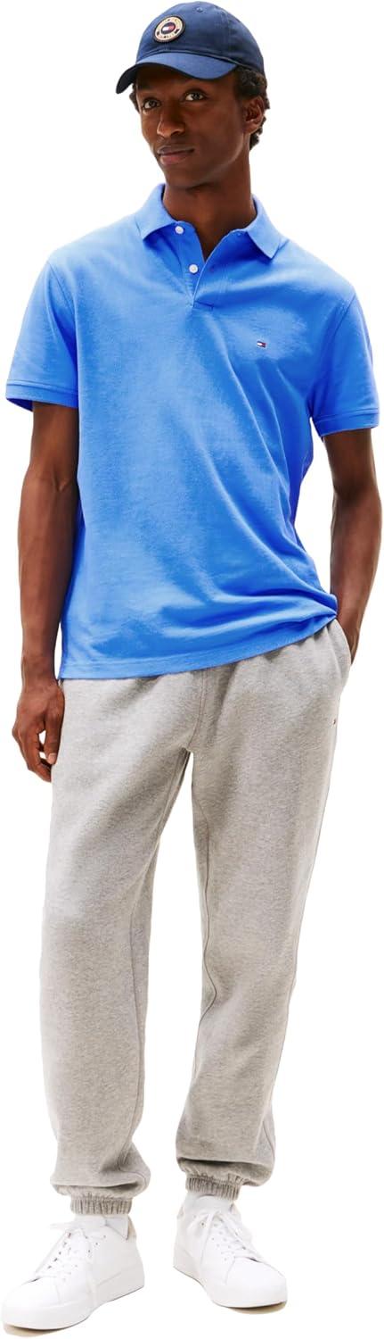 imageTommy Hilfiger Mens Short Sleeve Polo Shirts in Classic Fit with Stretch and Organic Pique CottonBlue Spell