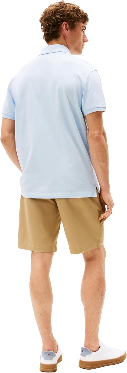 imageTommy Hilfiger Mens Short Sleeve Polo Shirts in Classic Fit with Stretch and Organic Pique CottonBreezy Blue
