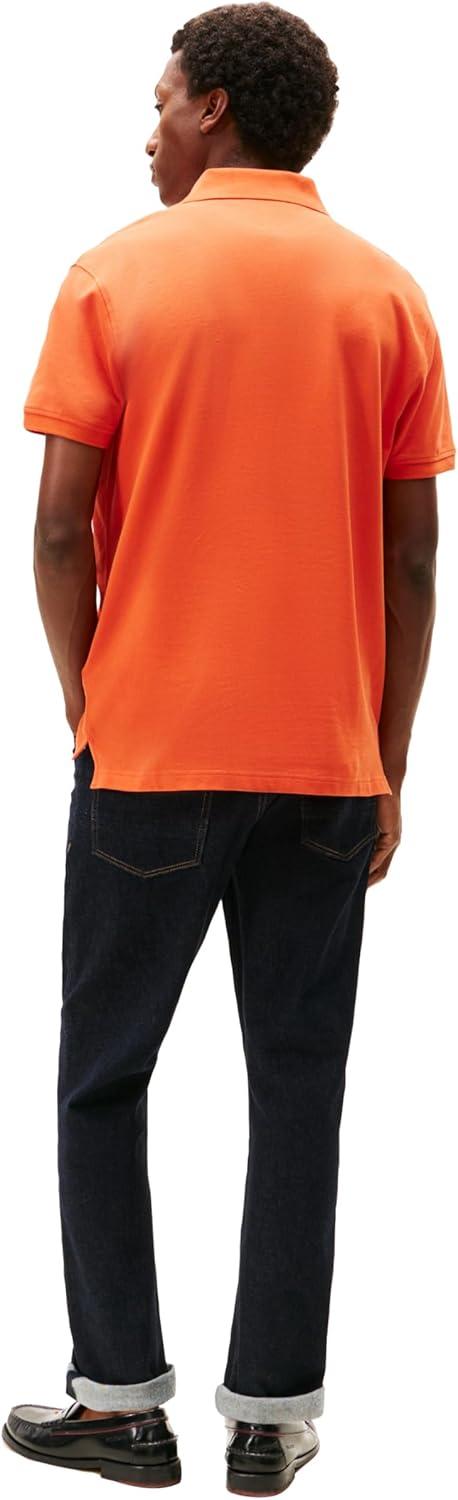 imageTommy Hilfiger Mens Short Sleeve Polo Shirts in Classic Fit with Stretch and Organic Pique CottonBrilliant Orange