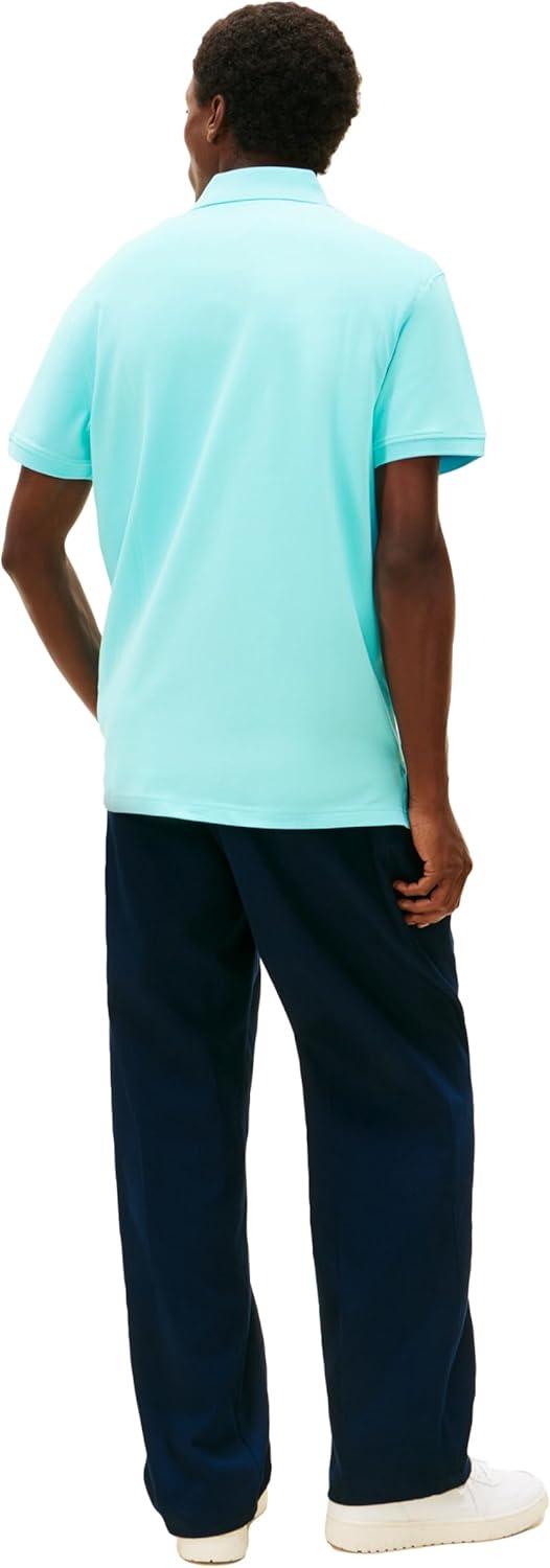 imageTommy Hilfiger Mens Short Sleeve Polo Shirts in Classic Fit with Stretch and Organic Pique CottonDewy Blue