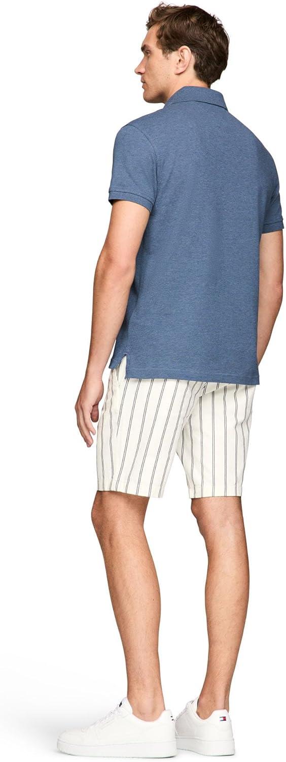 imageTommy Hilfiger Mens Short Sleeve Polo Shirts in Classic Fit with Stretch and Organic Pique CottonFaded Indigo Heather