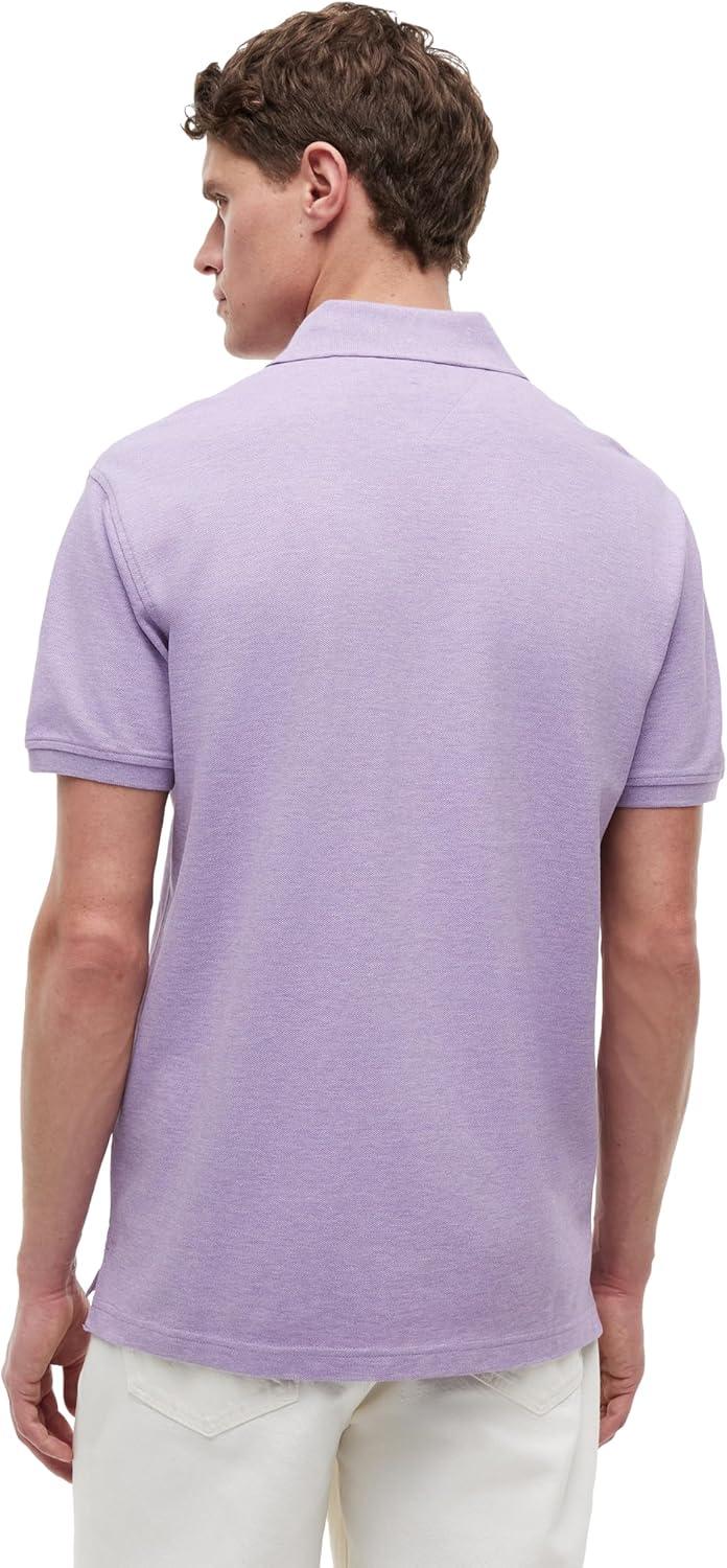imageTommy Hilfiger Mens Short Sleeve Polo Shirts in Classic Fit with Stretch and Organic Pique CottonLavender Heather