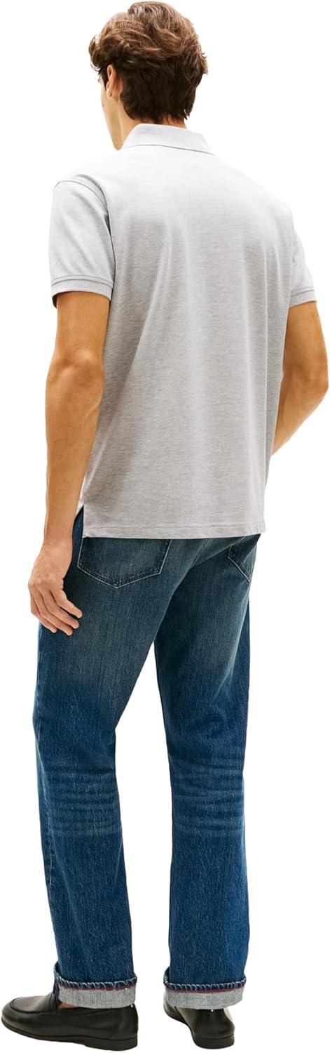 imageTommy Hilfiger Mens Short Sleeve Polo Shirts in Classic Fit with Stretch and Organic Pique CottonLight Grey Heather