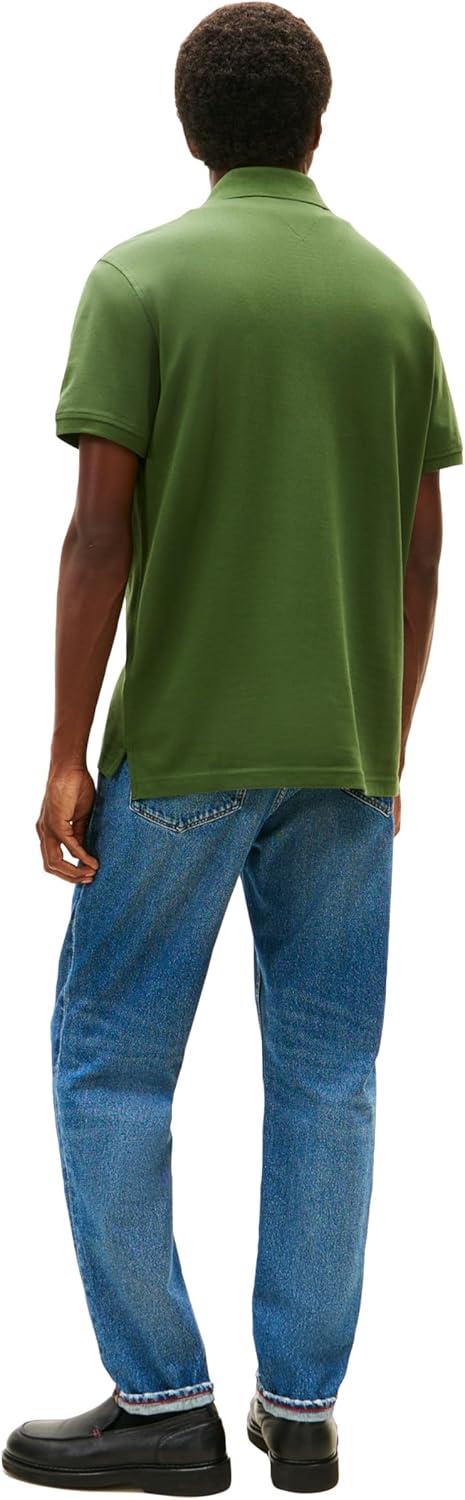 imageTommy Hilfiger Mens Short Sleeve Polo Shirts in Classic Fit with Stretch and Organic Pique CottonMountain Pine