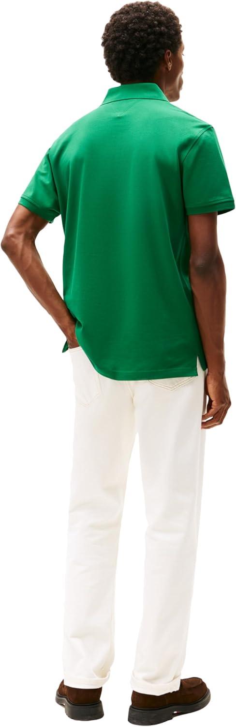 imageTommy Hilfiger Mens Short Sleeve Polo Shirts in Classic Fit with Stretch and Organic Pique CottonNouveau Green