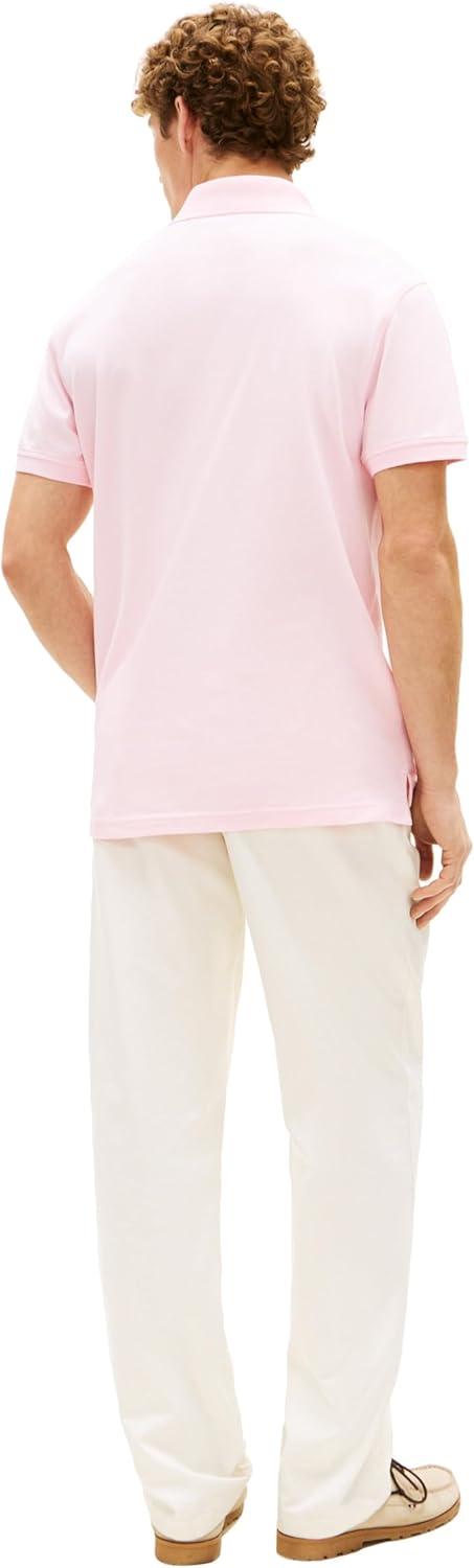 imageTommy Hilfiger Mens Short Sleeve Polo Shirts in Classic Fit with Stretch and Organic Pique CottonPink Lily