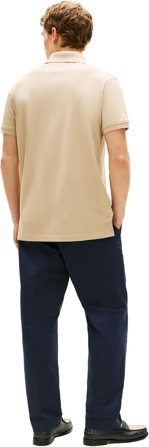 imageTommy Hilfiger Mens Short Sleeve Polo Shirts in Classic Fit with Stretch and Organic Pique CottonSandalwood