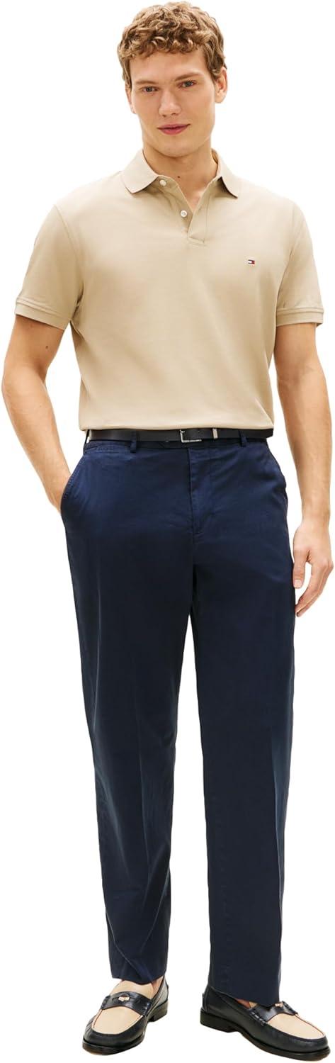 imageTommy Hilfiger Mens Short Sleeve Polo Shirts in Classic Fit with Stretch and Organic Pique CottonSandalwood