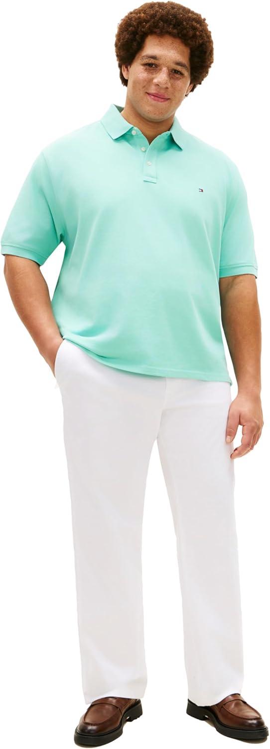 imageTommy Hilfiger Mens Short Sleeve Polo Shirts in Regular Fit with Stretch and Organic Pique CottonArctic Aqua