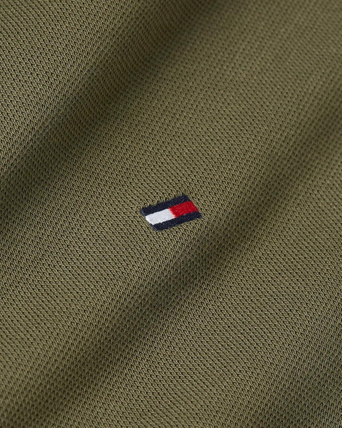 imageTommy Hilfiger Mens Short Sleeve Polo Shirts in Regular Fit with Stretch and Organic Pique CottonArmy Green