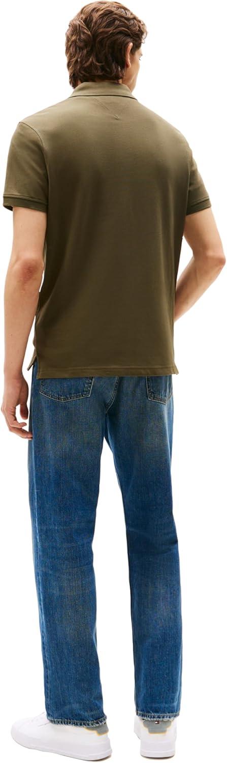 imageTommy Hilfiger Mens Short Sleeve Polo Shirts in Regular Fit with Stretch and Organic Pique CottonArmy Green