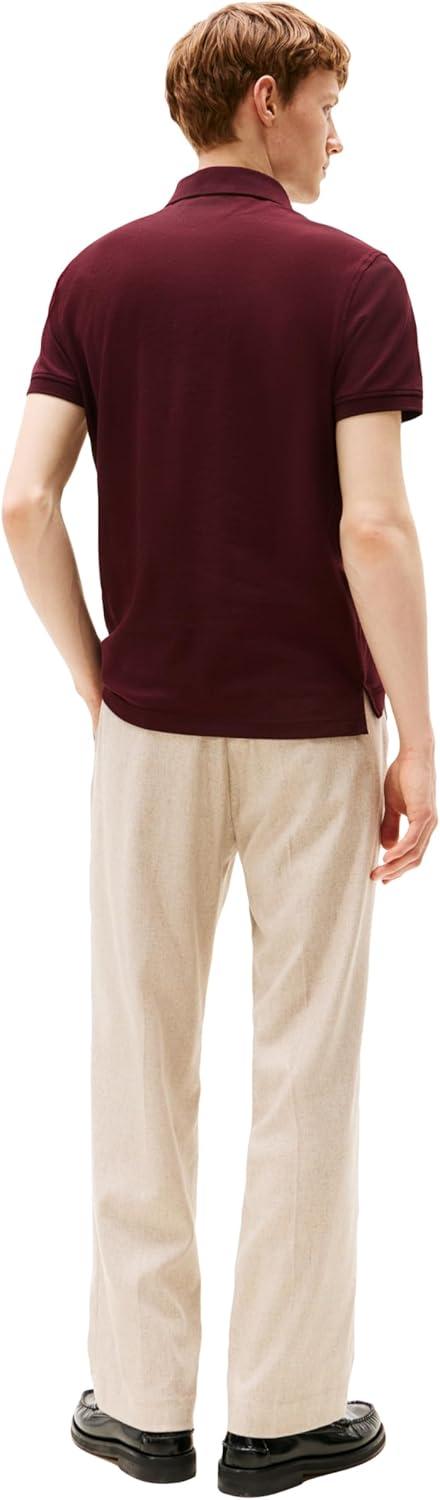 imageTommy Hilfiger Mens Short Sleeve Polo Shirts in Regular Fit with Stretch and Organic Pique CottonDeep Burgundy
