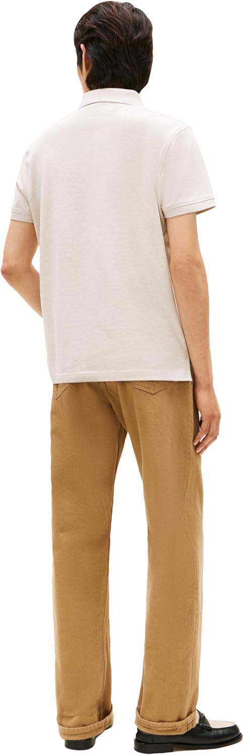 imageTommy Hilfiger Mens Short Sleeve Polo Shirts in Regular Fit with Stretch and Organic Pique CottonHeathered Oatmilk