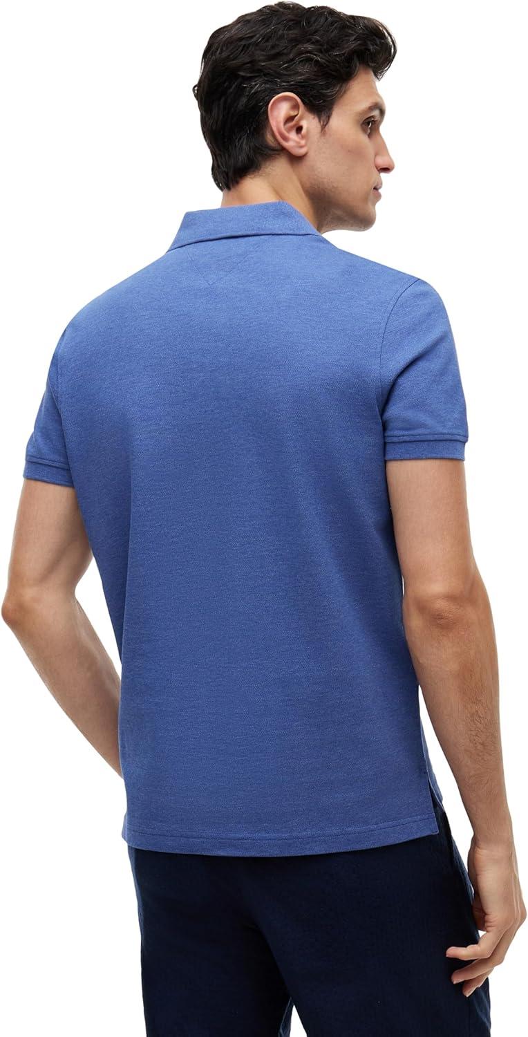 imageTommy Hilfiger Mens Short Sleeve Polo Shirts in Regular Fit with Stretch and Organic Pique CottonIndigo Heather