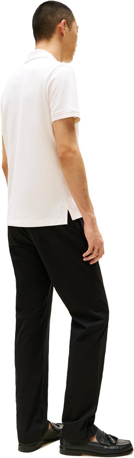 imageTommy Hilfiger Mens Short Sleeve Polo Shirts in Regular Fit with Stretch and Organic Pique CottonIvory Petal Flag Embroidered