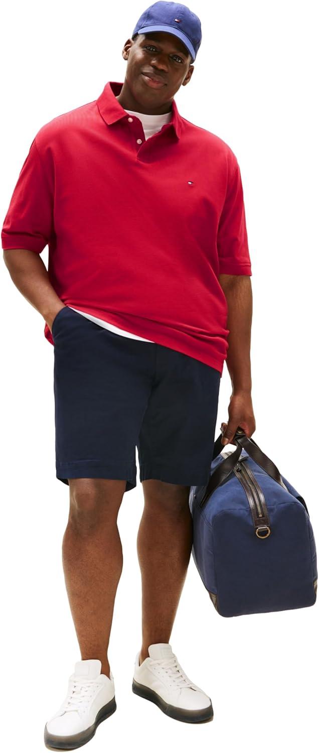 imageTommy Hilfiger Mens Short Sleeve Polo Shirts in Regular Fit with Stretch and Organic Pique CottonMedium Red