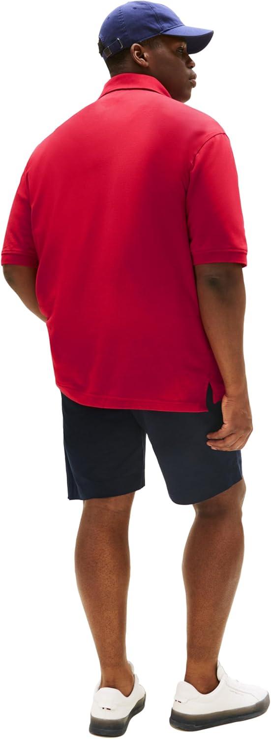 imageTommy Hilfiger Mens Short Sleeve Polo Shirts in Regular Fit with Stretch and Organic Pique CottonMedium Red