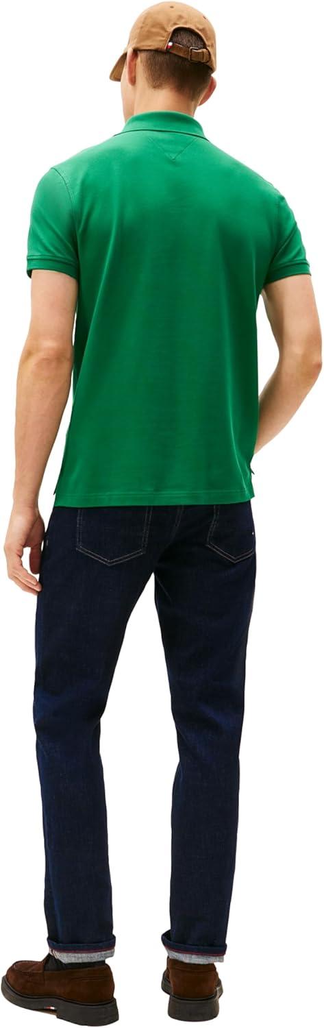 imageTommy Hilfiger Mens Short Sleeve Polo Shirts in Regular Fit with Stretch and Organic Pique CottonNouveau Green