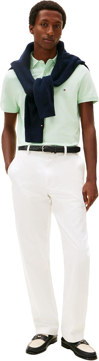 imageTommy Hilfiger Mens Short Sleeve Polo Shirts in Regular Fit with Stretch and Organic Pique CottonOpal Green