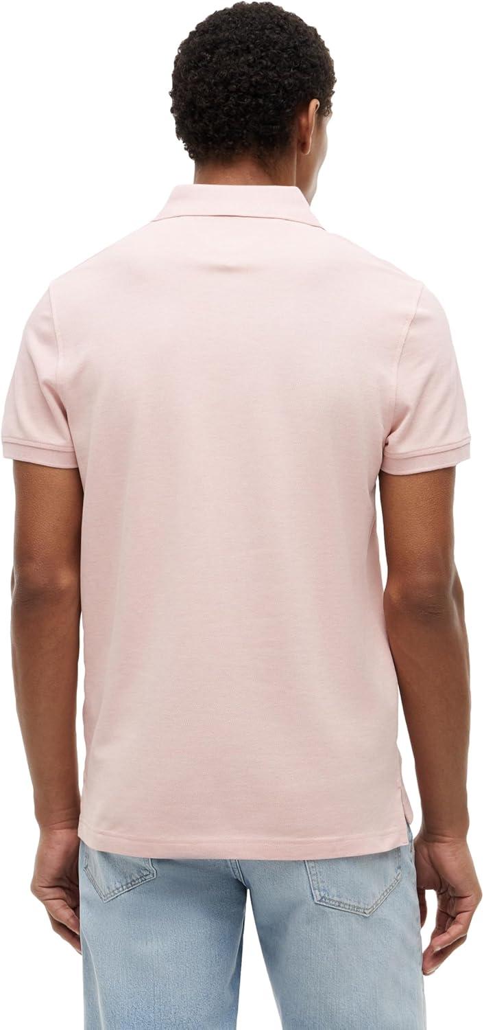 imageTommy Hilfiger Mens Short Sleeve Polo Shirts in Regular Fit with Stretch and Organic Pique CottonPale Pink Heather