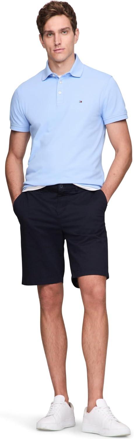 imageTommy Hilfiger Mens Short Sleeve Polo Shirts in Regular Fit with Stretch and Organic Pique CottonVessel Blue