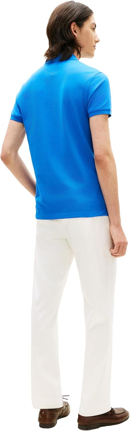imageTommy Hilfiger Mens Short Sleeve Polo Shirts in Slim Fit with Stretch and Organic Pique CottonBlue Orbit