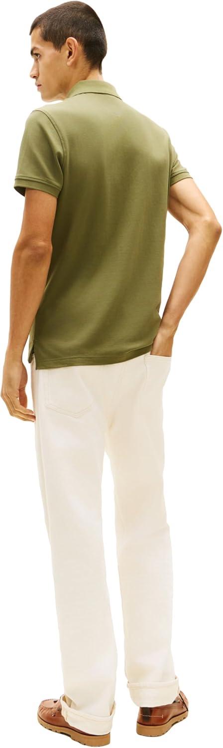 imageTommy Hilfiger Mens Short Sleeve Polo Shirts in Slim Fit with Stretch and Organic Pique CottonDark Artichoke