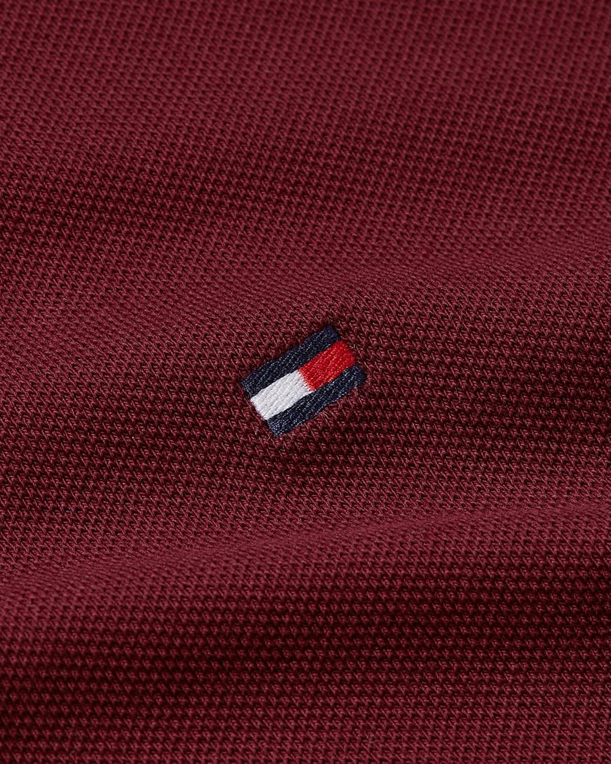 imageTommy Hilfiger Mens Short Sleeve Polo Shirts in Slim Fit with Stretch and Organic Pique CottonDeep Rouge