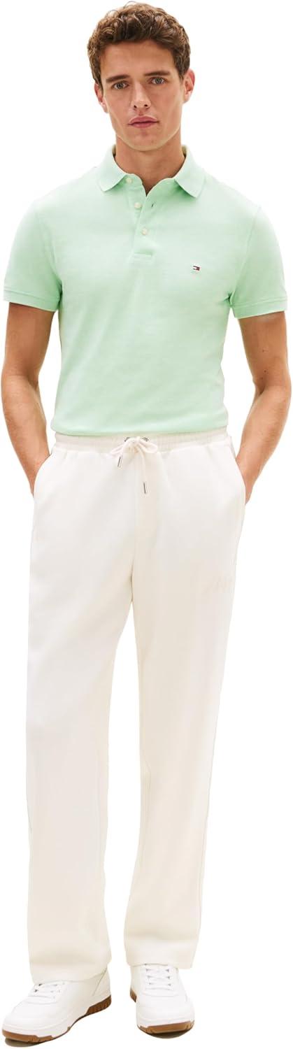 imageTommy Hilfiger Mens Short Sleeve Polo Shirts in Slim Fit with Stretch and Organic Pique CottonMint Gel Heather