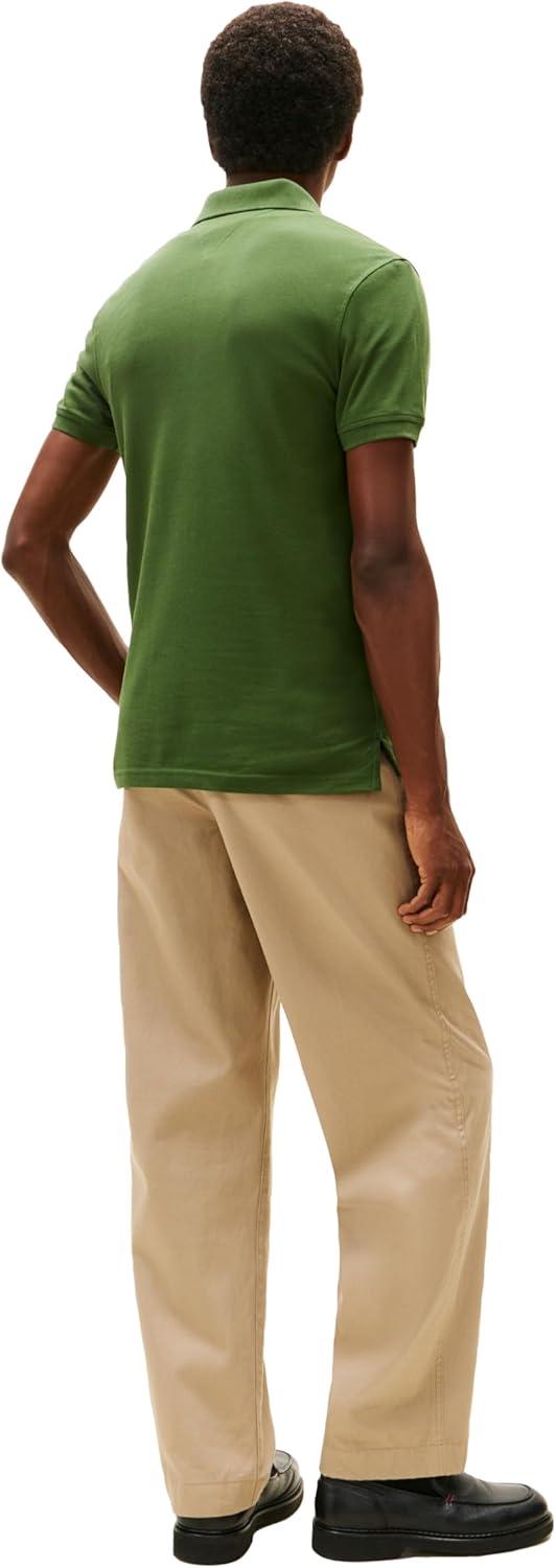 imageTommy Hilfiger Mens Short Sleeve Polo Shirts in Slim Fit with Stretch and Organic Pique CottonMountain Pine