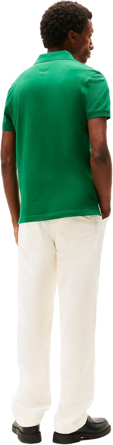 imageTommy Hilfiger Mens Short Sleeve Polo Shirts in Slim Fit with Stretch and Organic Pique CottonNouveau Green