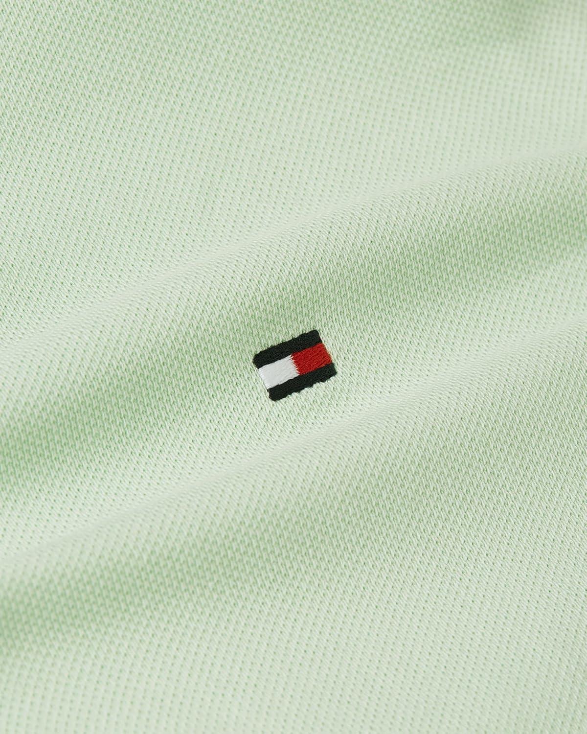imageTommy Hilfiger Mens Short Sleeve Polo Shirts in Slim Fit with Stretch and Organic Pique CottonOpal Green