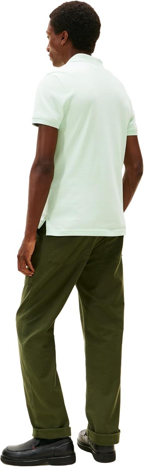 imageTommy Hilfiger Mens Short Sleeve Polo Shirts in Slim Fit with Stretch and Organic Pique CottonOpal Green
