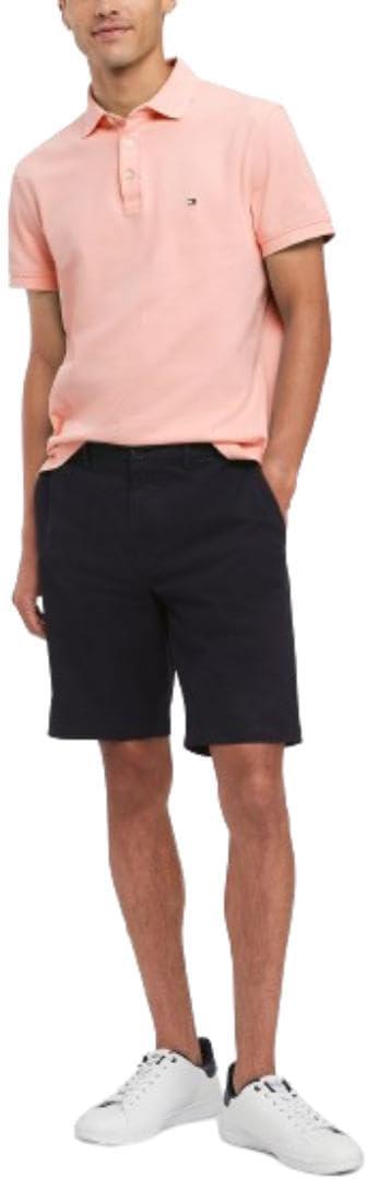 imageTommy Hilfiger Mens Short Sleeve Polo Shirts in Slim Fit with Stretch and Organic Pique CottonTeaberry Blossom