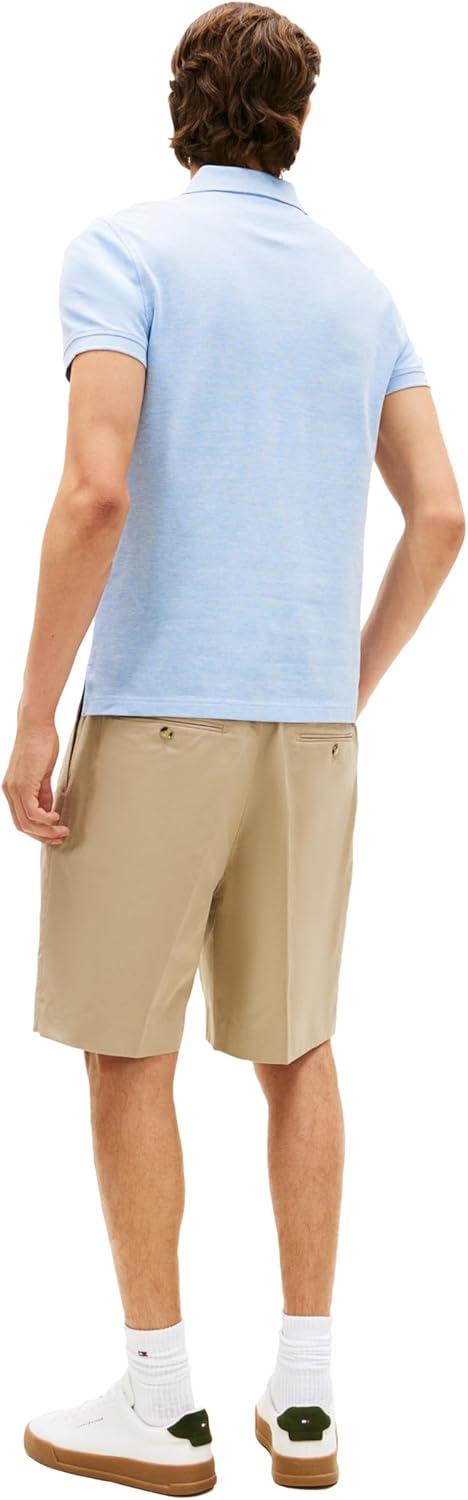 imageTommy Hilfiger Mens Short Sleeve Polo Shirts in Slim Fit with Stretch and Organic Pique CottonVessel Blue Heather