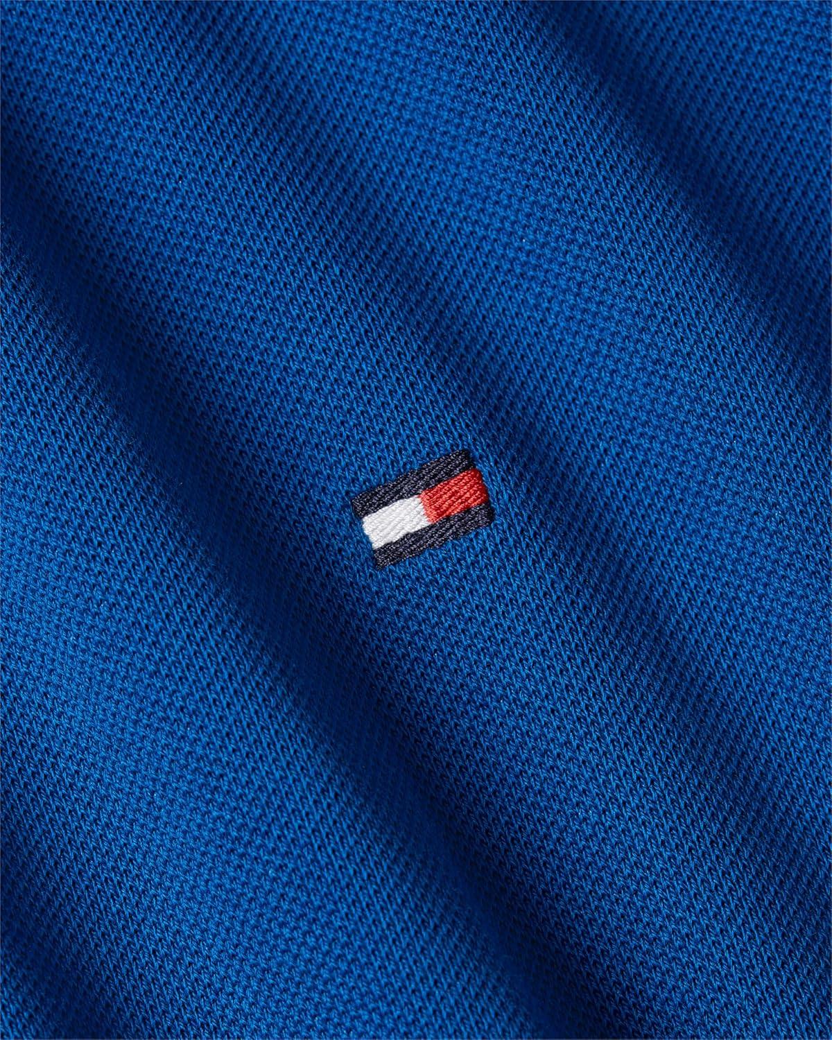 imageTommy Hilfiger Mens Short Sleeve Polo Shirts in Slim Fit with Stretch and Organic Pique CottonVibrant Indigo