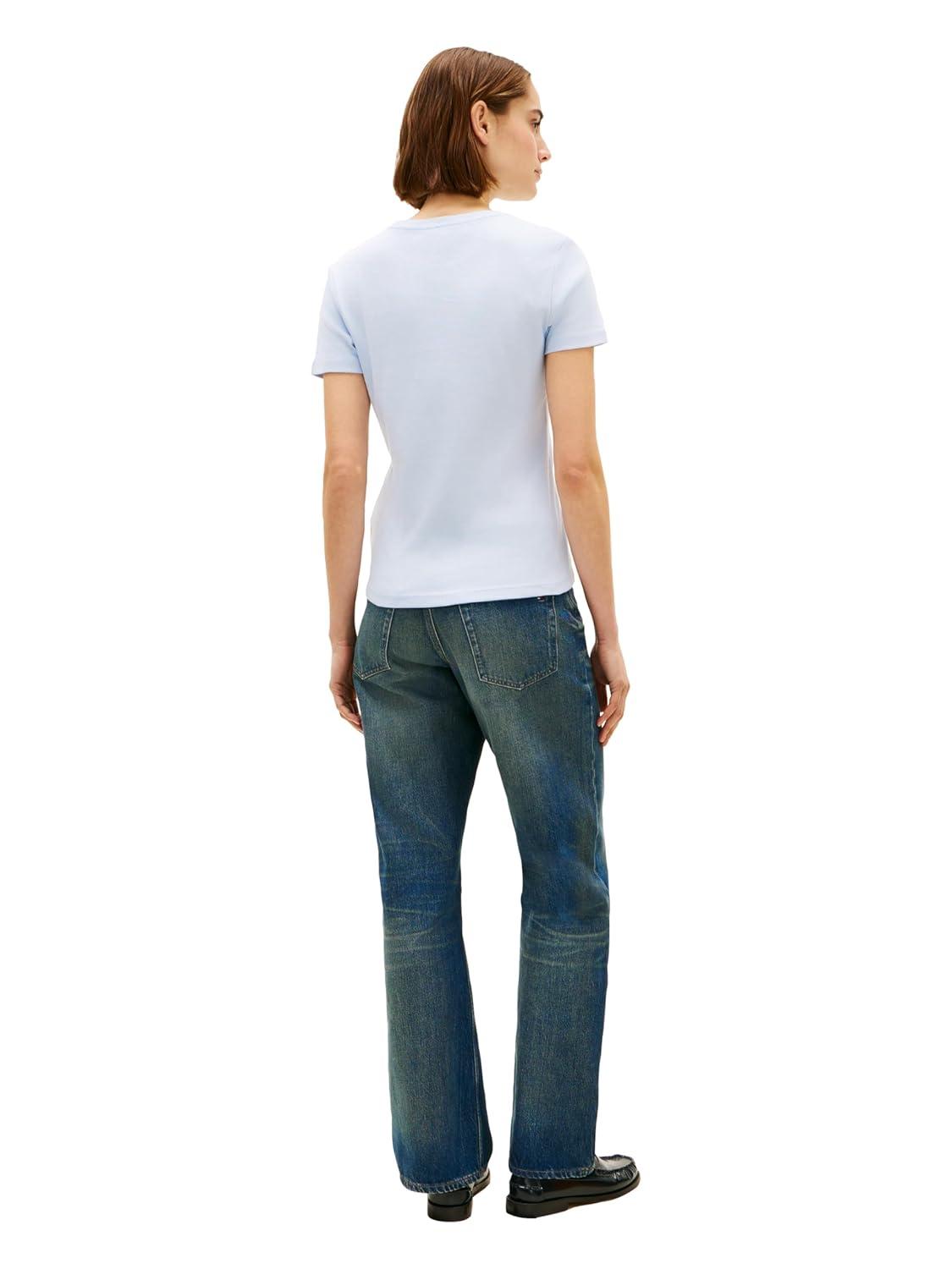 imageTommy Hilfiger Womens Basic Short Sleeve Cotton CrewNeck TShirtBreezy Blue