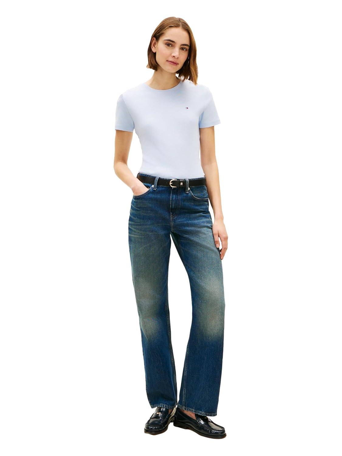 imageTommy Hilfiger Womens Basic Short Sleeve Cotton CrewNeck TShirtBreezy Blue